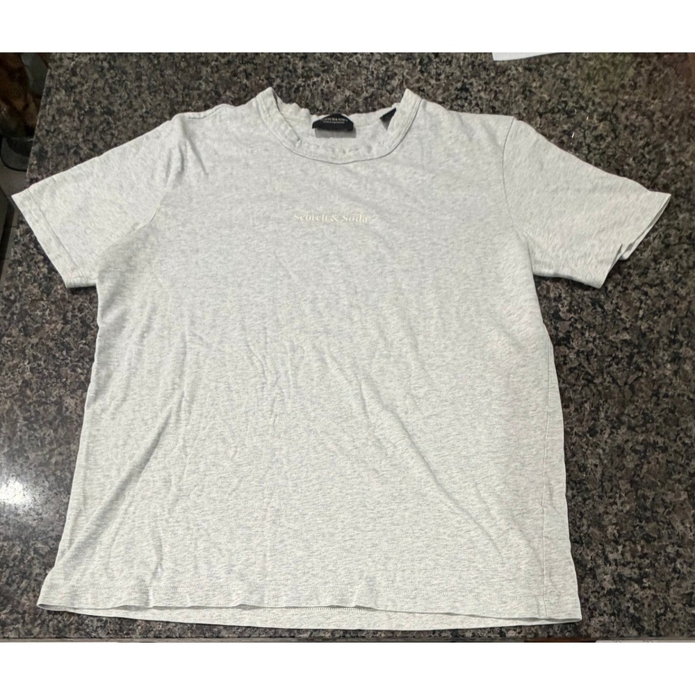 Scotch & Soda Mens Grey Heather Organic Cotton Logo T-Shirt L 163963-21-FWUM-D51